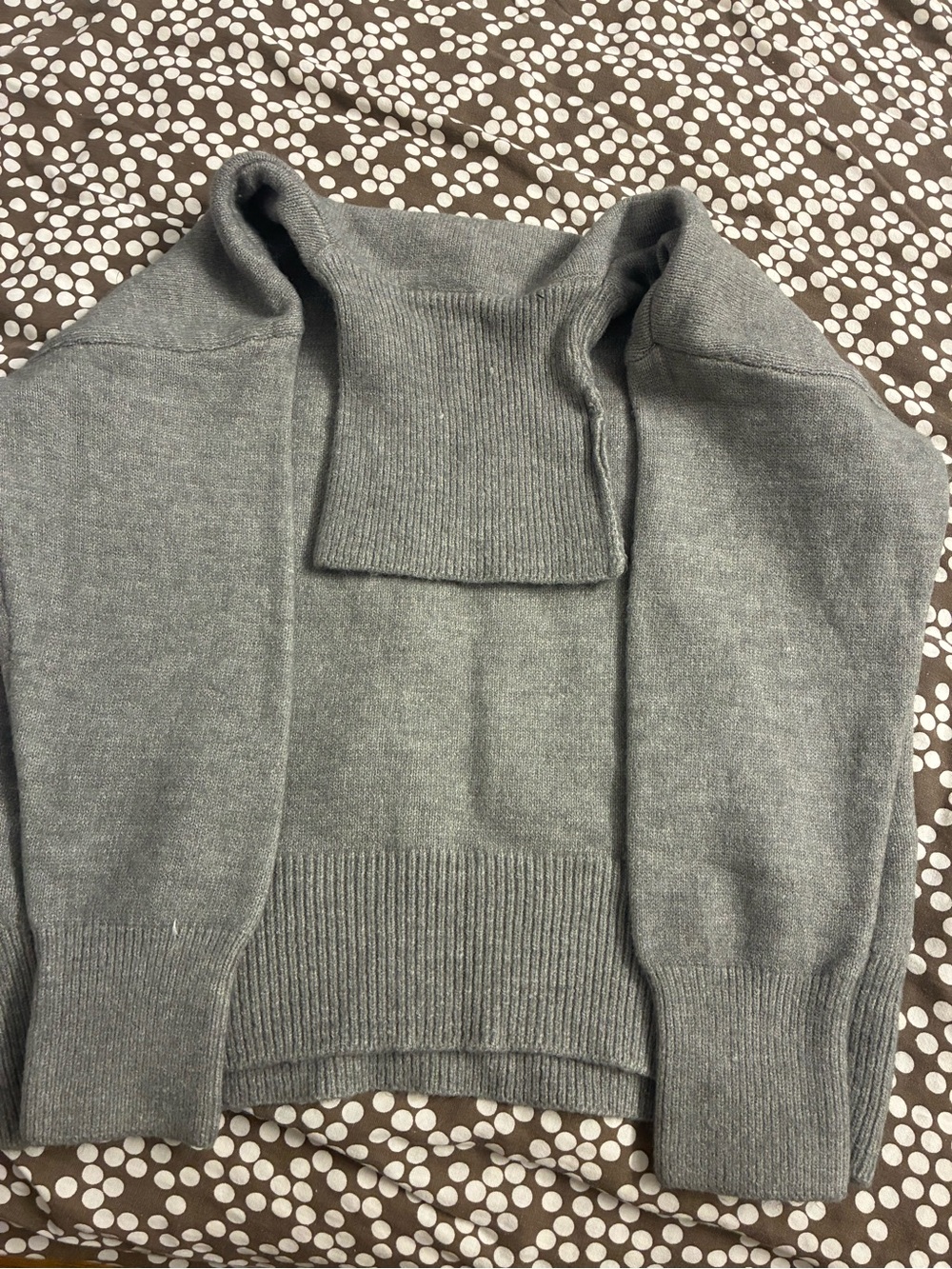 Women's Gray Turtleneck Sweater - Cozy Ribbed Cowl Neck